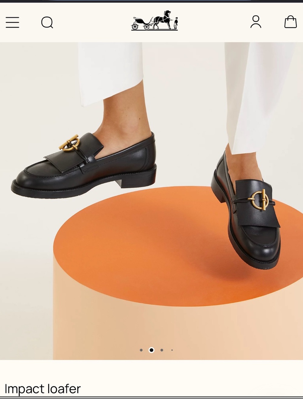 Hermes Impact Leather Loafers in Black with Gold Hardware - Picture 2 of 10